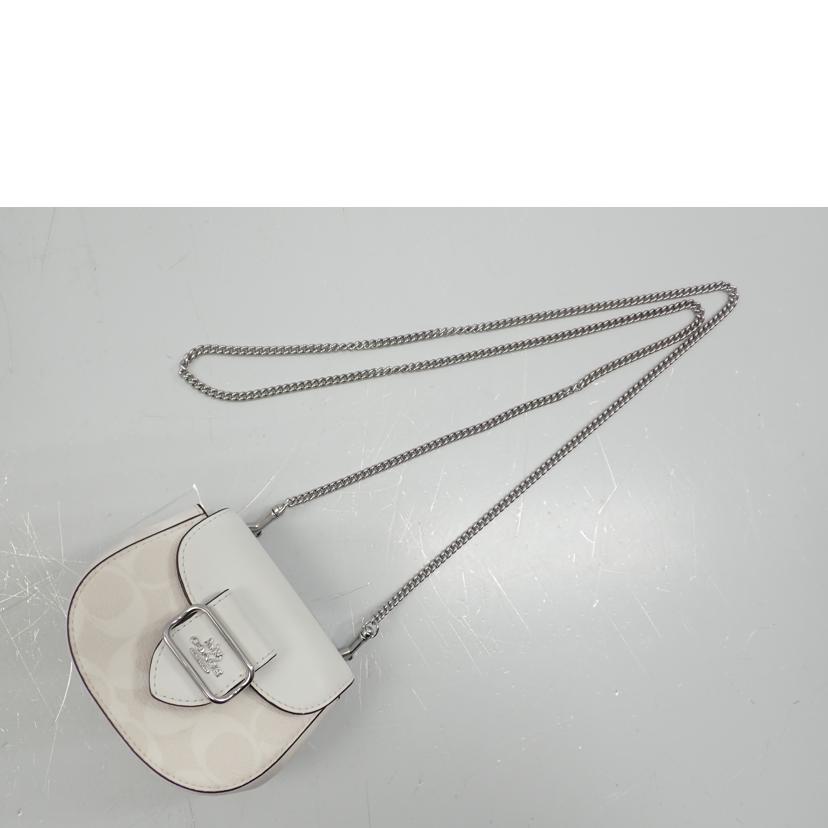 COACH/チェーンミニショルダーバッグ/シグネチャー/白/CK439//Aランク/62