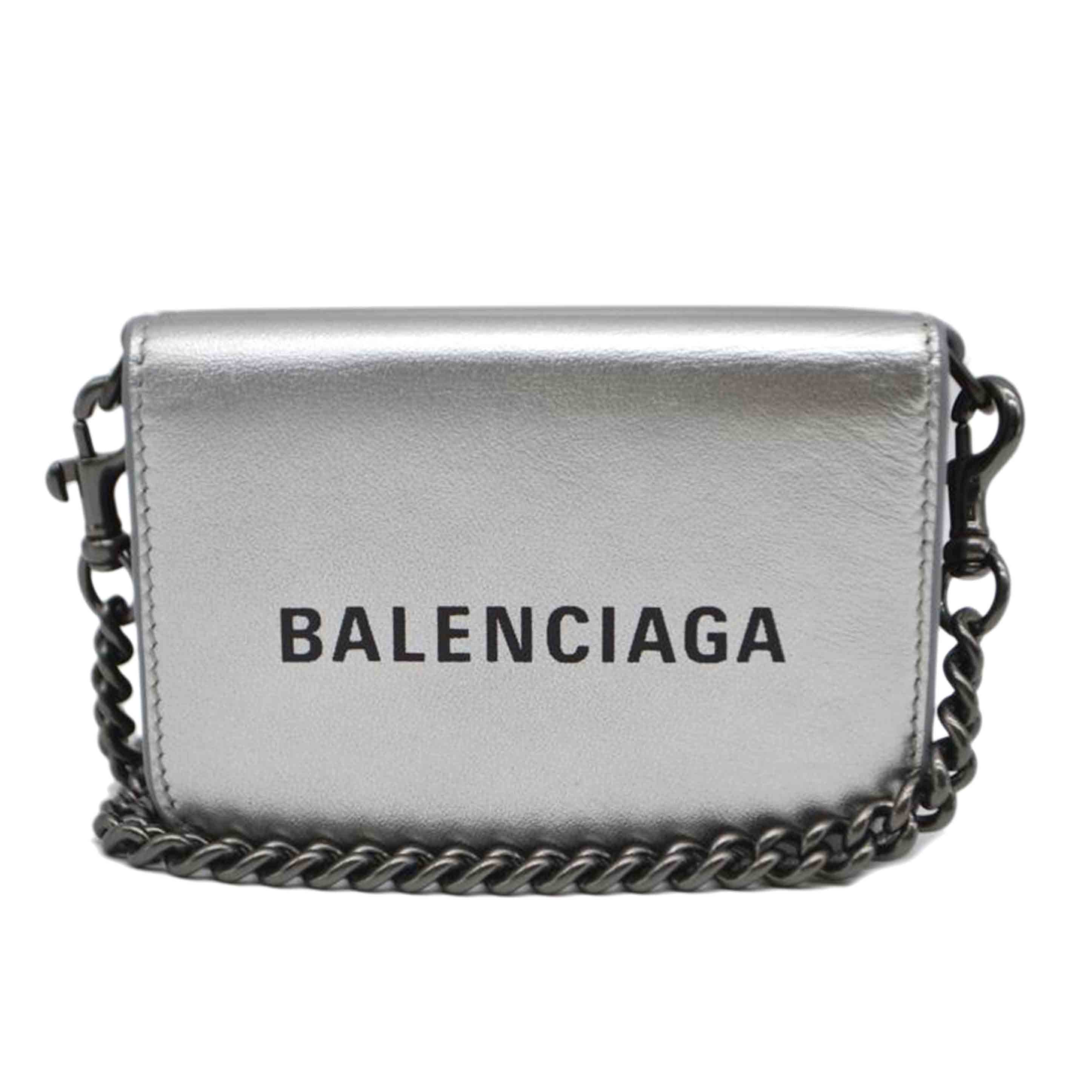 BALENCIAGA バレンシアガ/キャッシュミニチェーンウォレット/シルバー/618145//8・1***/Aランク/89