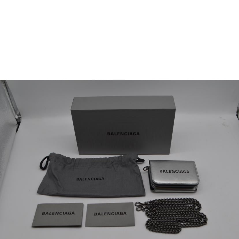 BALENCIAGA バレンシアガ/キャッシュミニチェーンウォレット/シルバー/618145//8・1***/Aランク/89