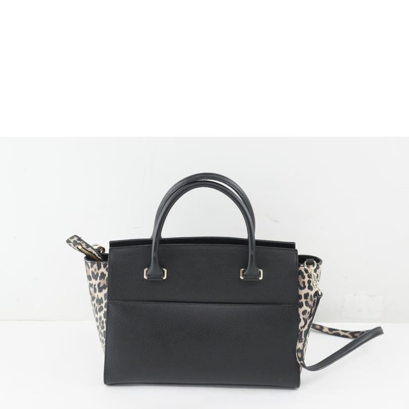 Katespade ケイトスペード/2WAYハンド/ブラック/レオパード/カーフ//Aランク/64