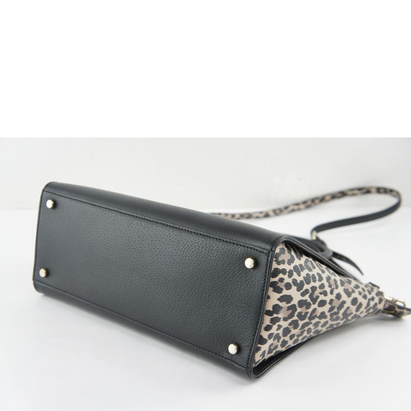 Katespade ケイトスペード/2WAYハンド/ブラック/レオパード/カーフ//Aランク/64