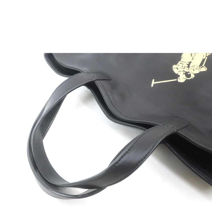 RALPH LAUREN ラルフローレン/ロゴレザートート ブラック ゴールド//ABランク/65