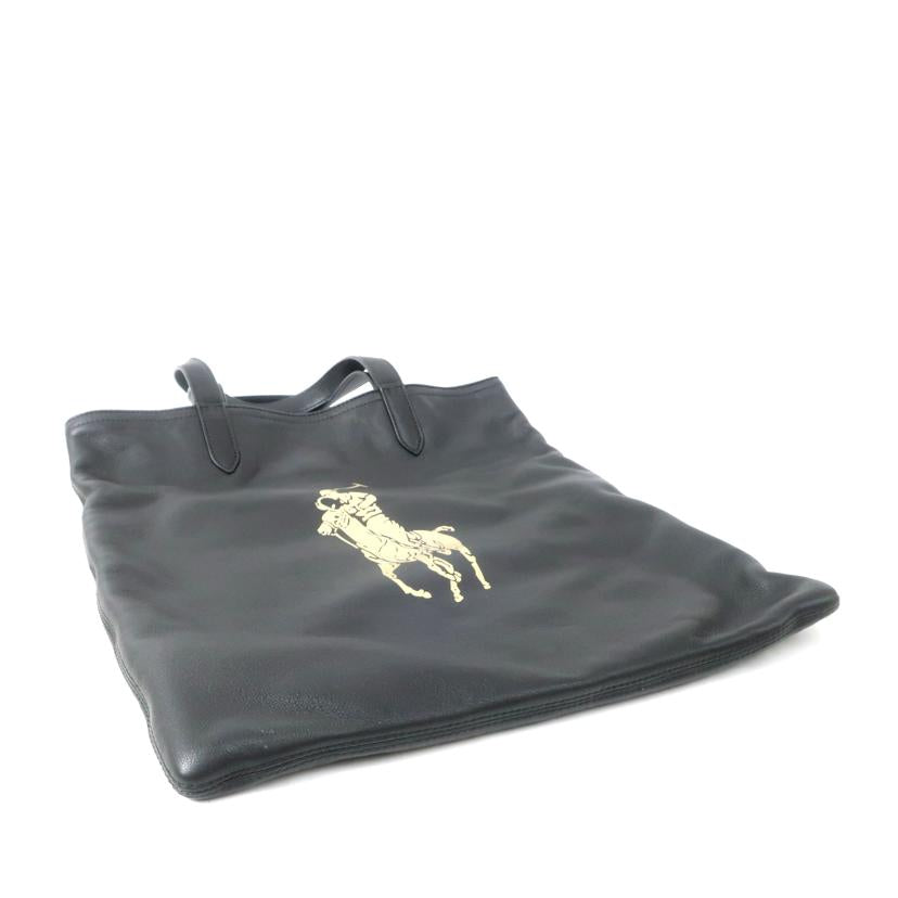 RALPH LAUREN ラルフローレン/ロゴレザートート ブラック ゴールド//ABランク/65