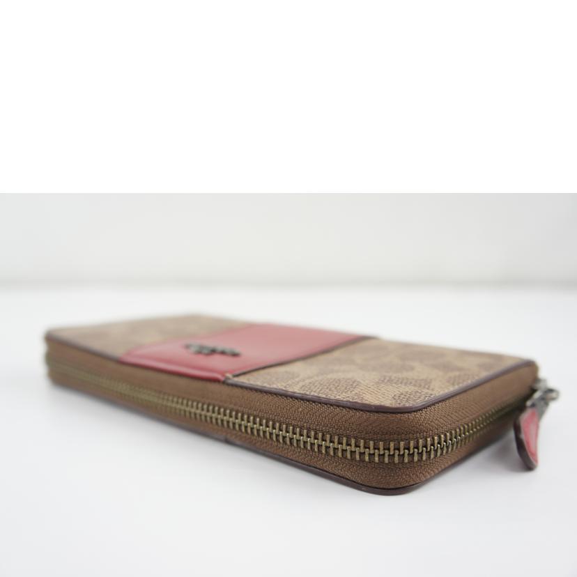 COACH コーチ/シグネチャー/ラウンドファスナー長財布/ベージュ/レッド/F1981//315**/ABランク/64