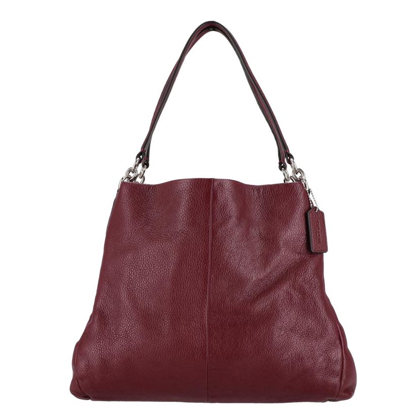 COACH コーチ/ペブルドレザーフィービーショルダートートバッグ/ボルドー/F35723//E16**/Aランク/18