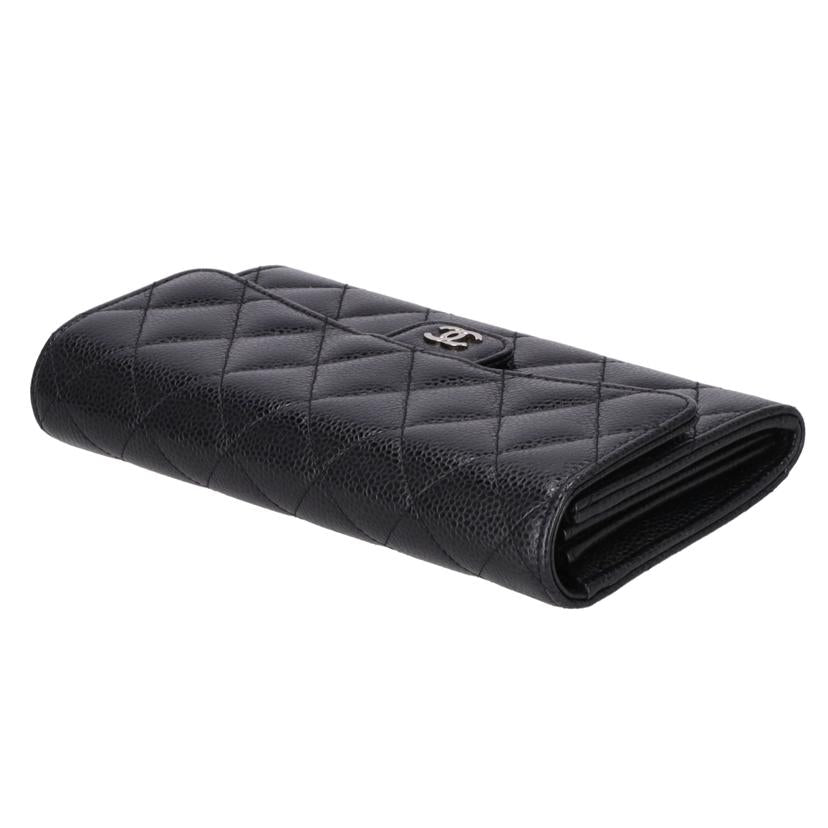 CHANEL シャネル/マトラッセフラップキャビアスキン ロングウォレット/A80758//243*****/Aランク/75