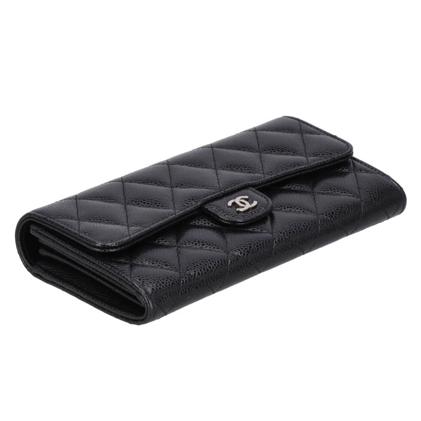 CHANEL シャネル/マトラッセフラップキャビアスキン ロングウォレット/A80758//243*****/Aランク/75