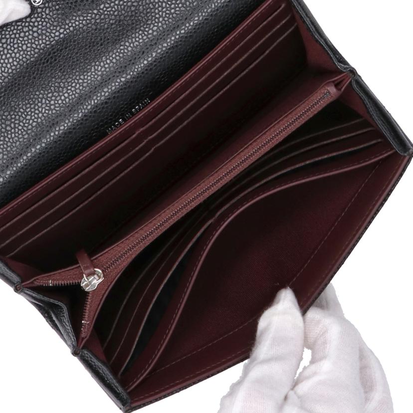 CHANEL シャネル/マトラッセフラップキャビアスキン ロングウォレット/A80758//243*****/Aランク/75