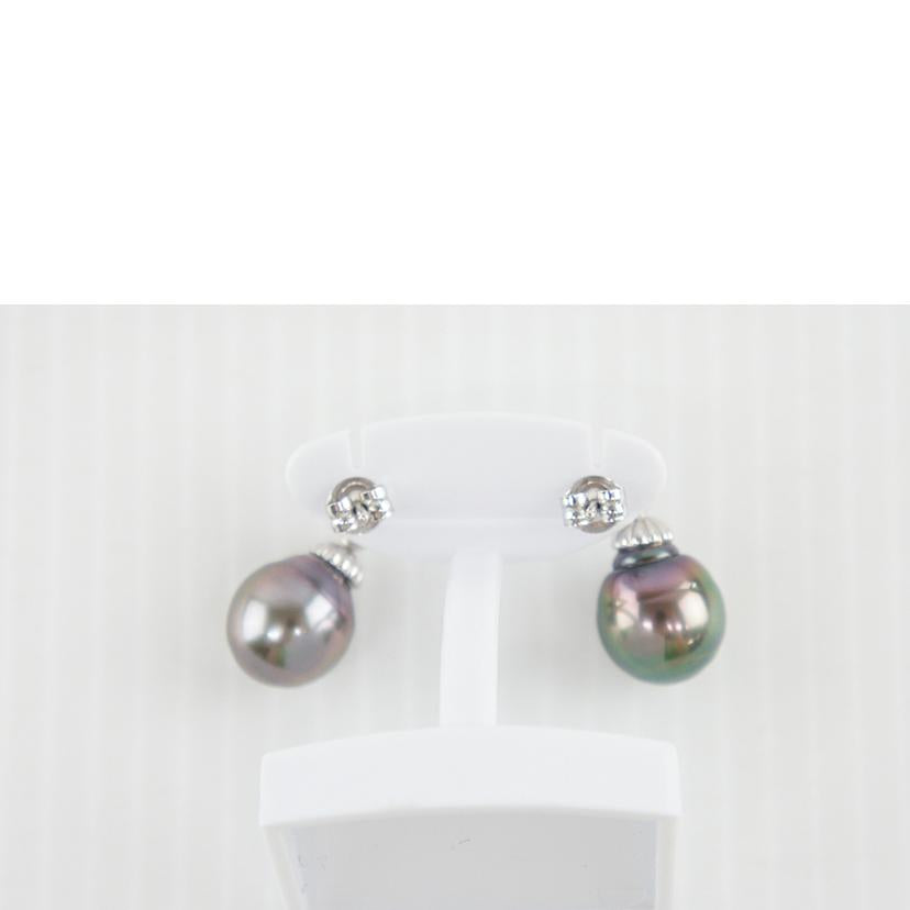 Pt900ブラックパールピアス 8.0mm//ABランク/64