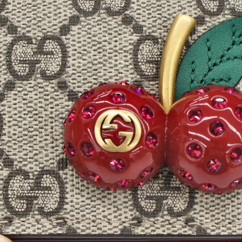 GUCCI グッチ/GGスプリームチェリーコンパクトウォレット/476050//114*/Aランク/77