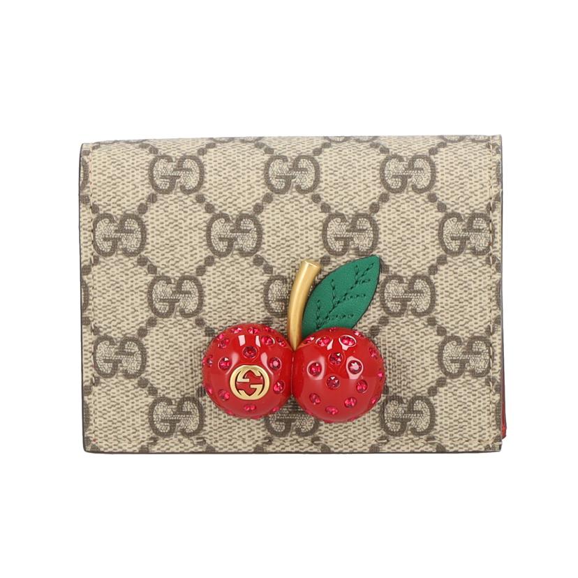 GUCCI グッチ/GGスプリームチェリーコンパクトウォレット/476050//114*/Aランク/77