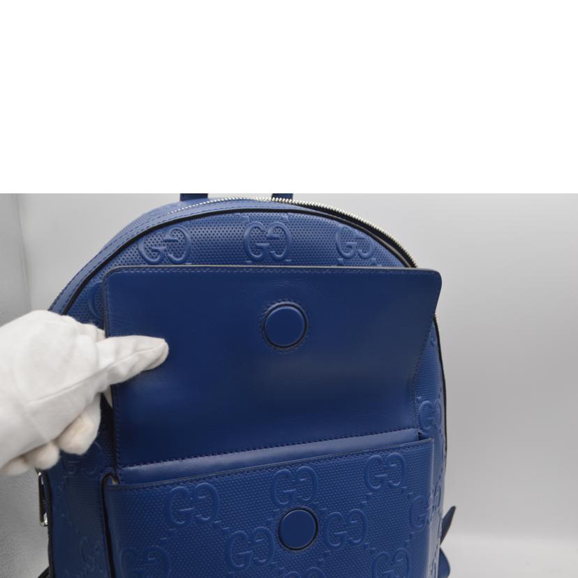 GUCCI グッチ/GGエンボスレザーデイバックパック/ブルー/658579//520***/SAランク/89