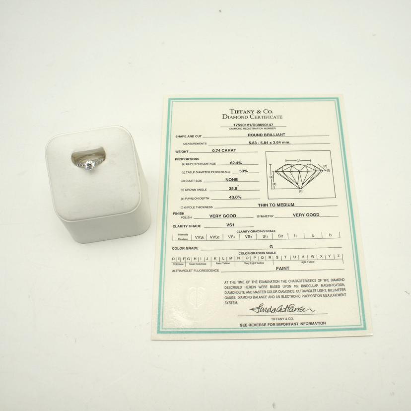 TIFFANY&Co ティファニー/PT950ダイヤリング0.74/#10/T鑑定/4.8//17520121/0.74/Aランク/75