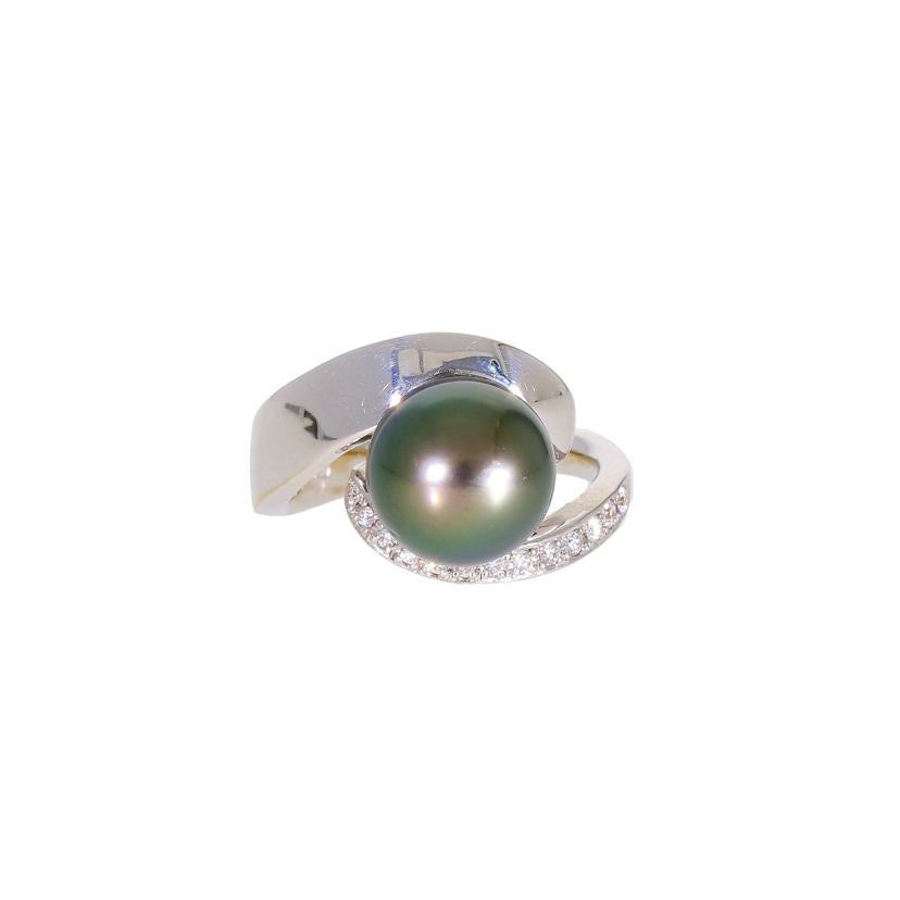 / K18タヒチパールダイヤリング0.14ct//ABランク/92