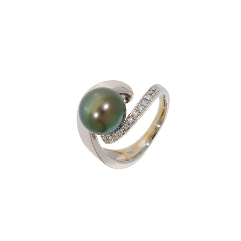 / K18タヒチパールダイヤリング0.14ct//ABランク/92