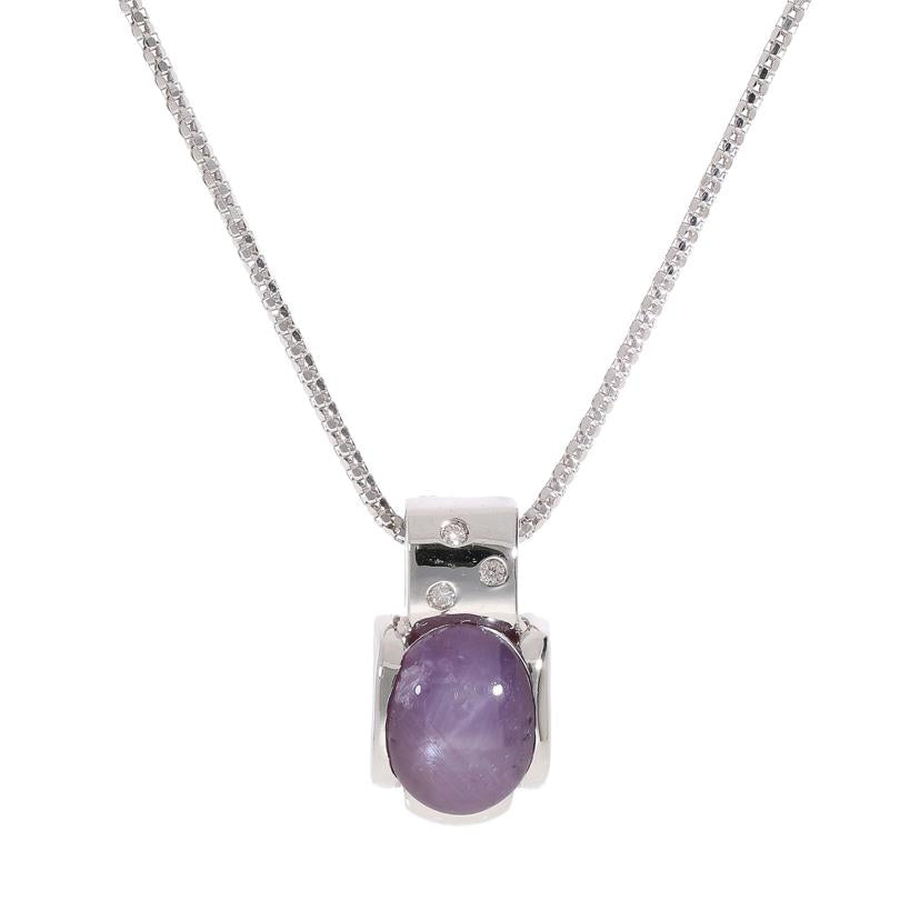 / ◎K18WGスターサファイアダイヤネックレス5.50/D0.03ct//Aランク/59