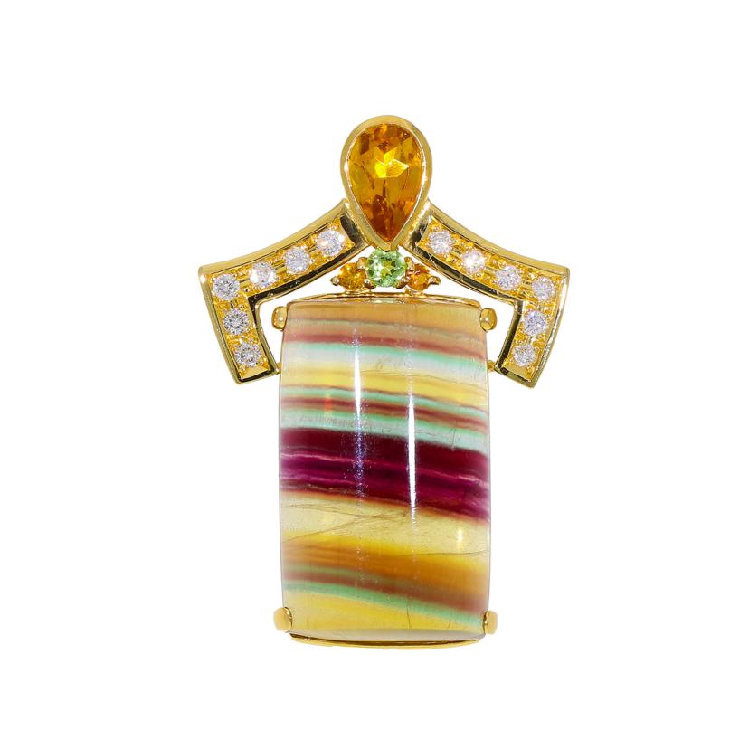 ◎K18フローライトダイヤトップ47.08/1.12/D0.41ct ソ//Aランク/59