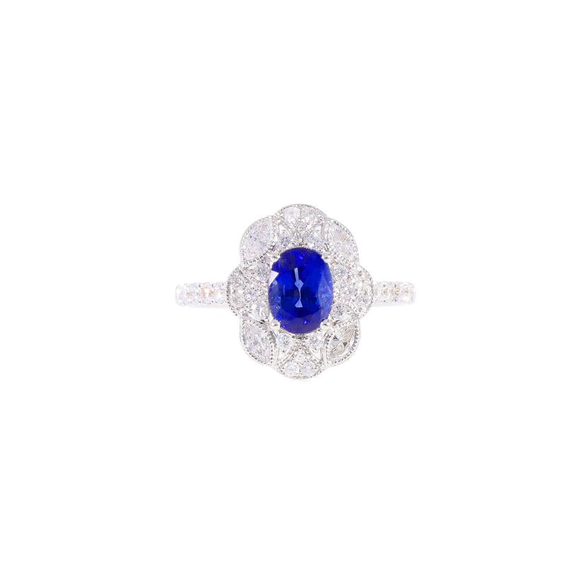 /◎K18WGサファイアダイヤリング1.37/D0.69ct//Aランク/59
