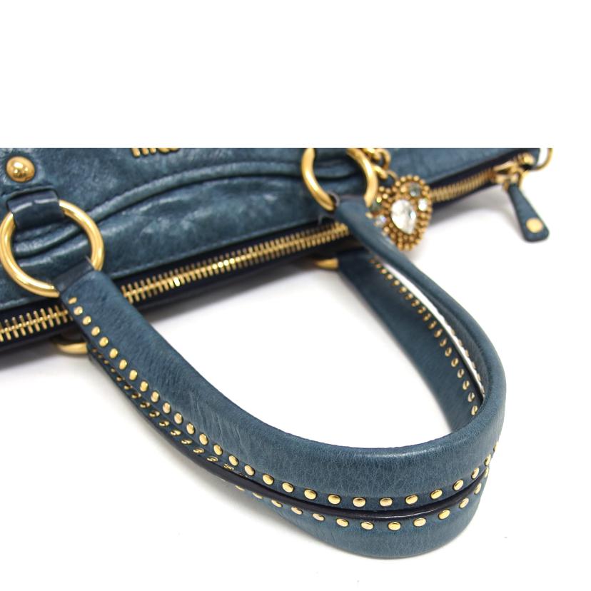 miu miu ミュウミュウ ショルダーバッグ ブルー系/レザー2WAYトートバッグ/ハートチャーム//194/ABランク/04