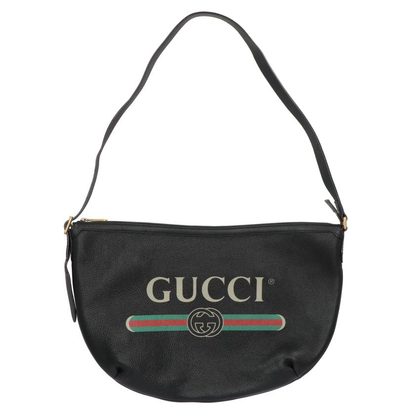 GUCCI グッチ/ハーフムーンロゴプリントホーボー/ブラック/523588//Aランク/75