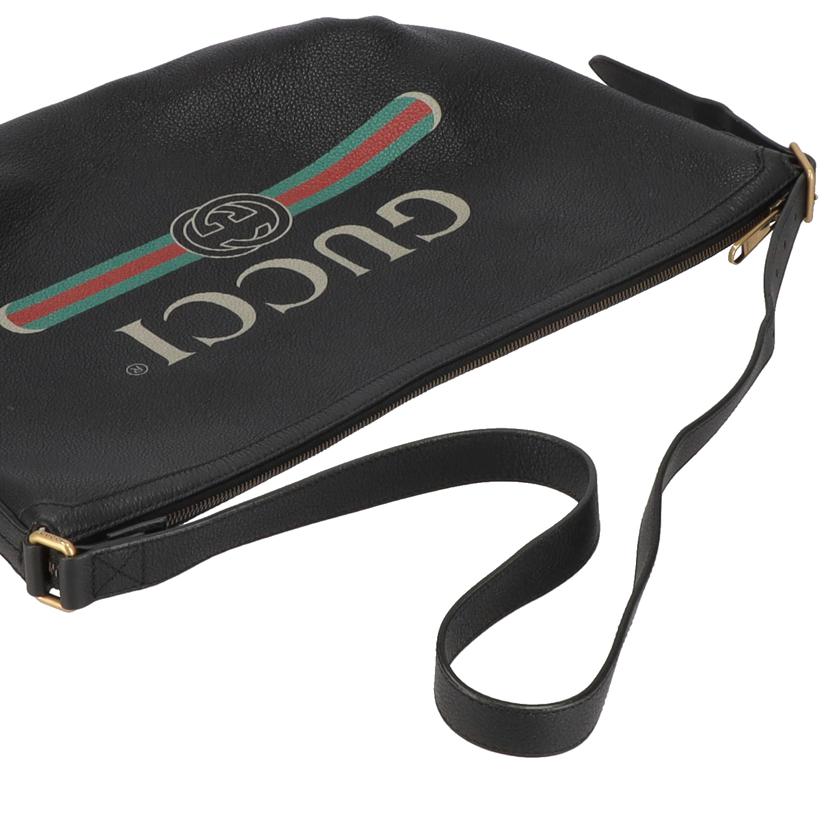 GUCCI グッチ/ハーフムーンロゴプリントホーボー/ブラック/523588//Aランク/75