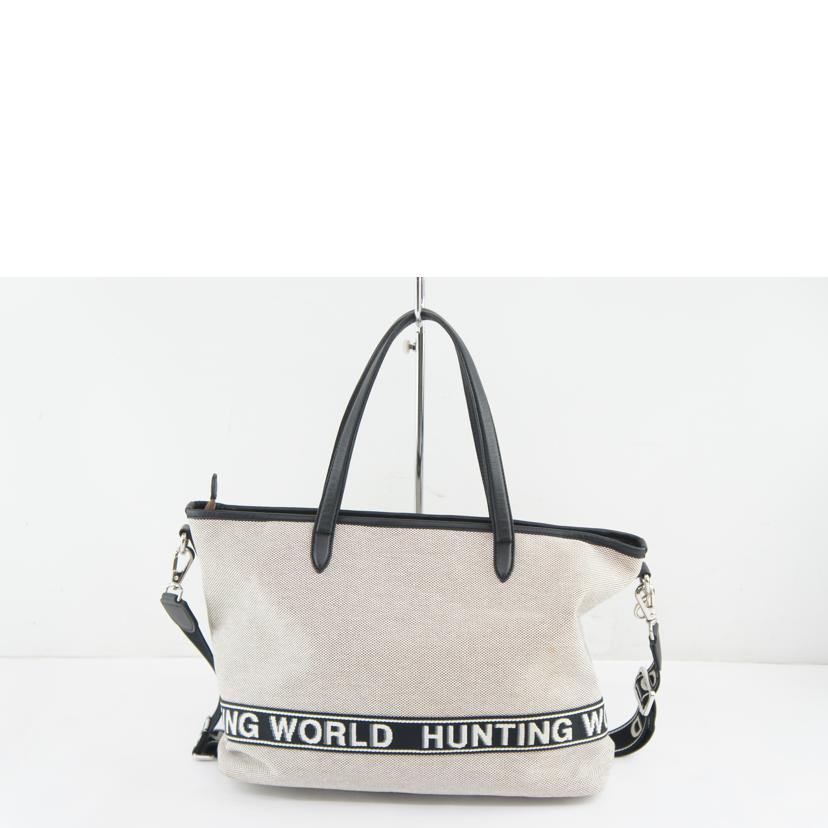 HUNTING WORLD ハンティングワールド/2WAYトート/ホワイト/ブラック/キャンバス/カーフ/622402//ABランク/64