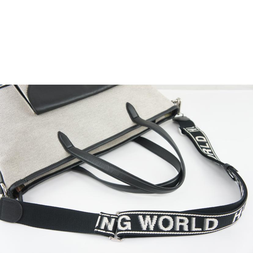HUNTING WORLD ハンティングワールド/2WAYトート/ホワイト/ブラック/キャンバス/カーフ/622402//ABランク/64