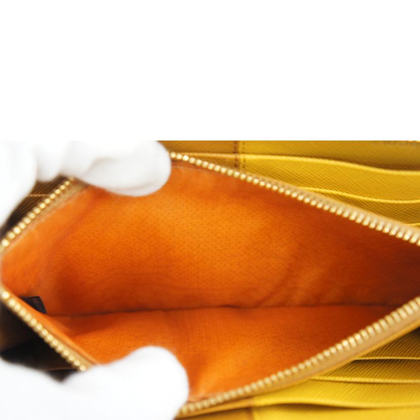 PRADA プラダ/ラウンドファスナー財布/イエロー/サフィアーノ/1M0506//ABランク/64