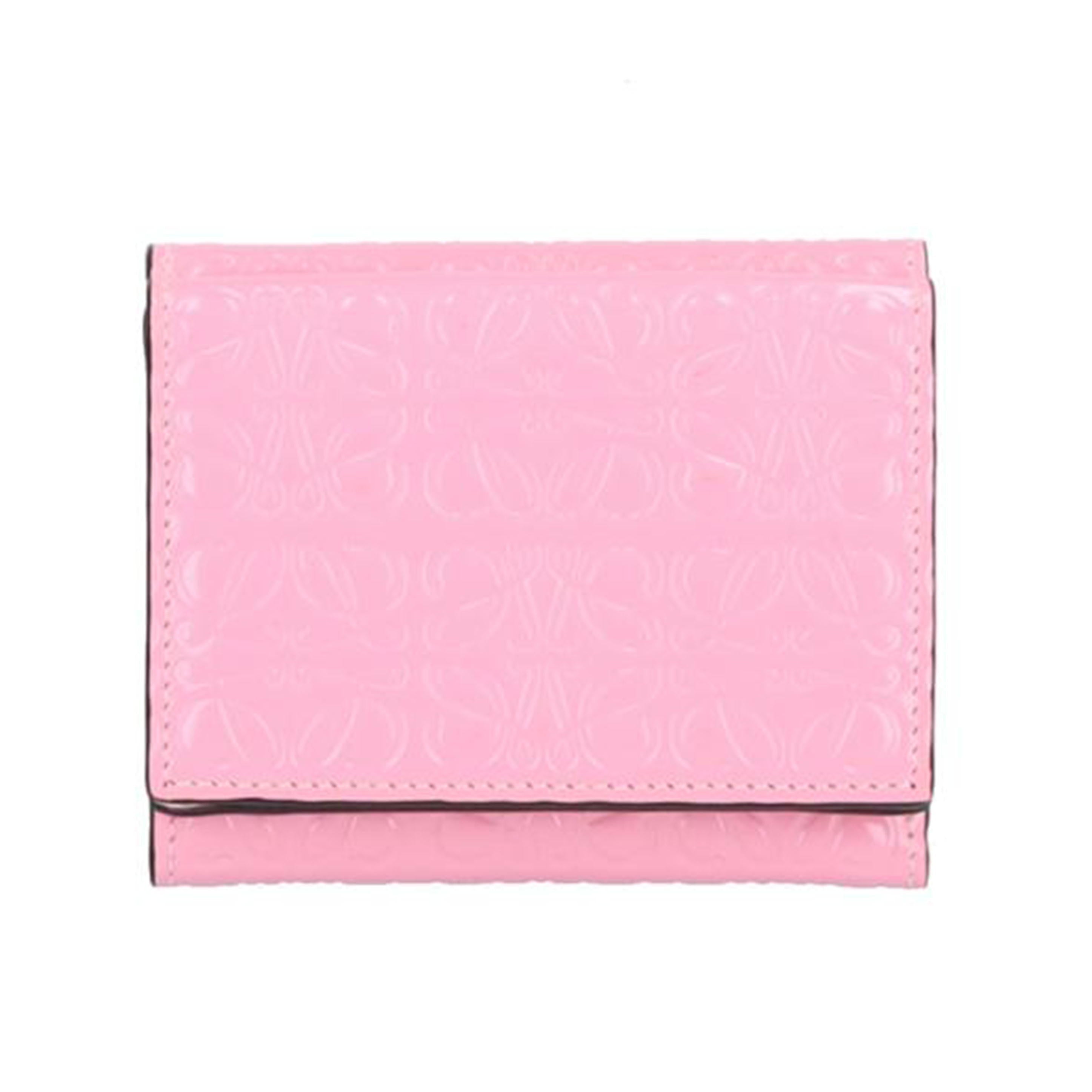 LOEWE ロエベ/リピートアナグラム/トライフォールドウォレット/ピンク//101***/SAランク/91