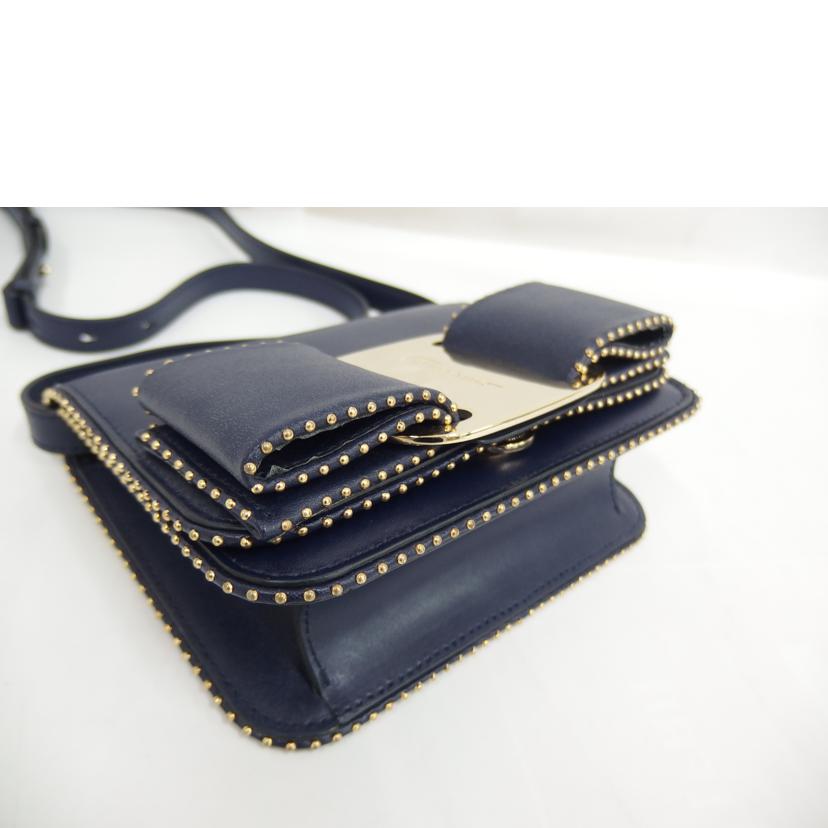 Ferragamo フェラガモ/ヴァラリボン ショルダーバック/ レザー/ネイビー//ABランク/82