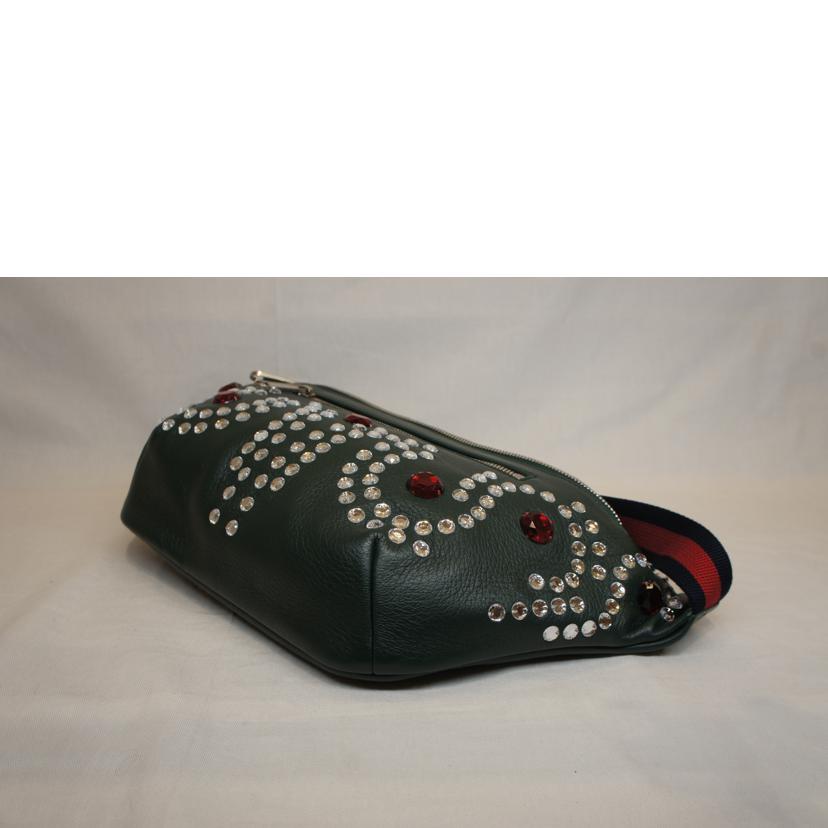 GUCCI グッチ/レザーxラインストーン ボディバッグ/484683//562***/SAランク/75