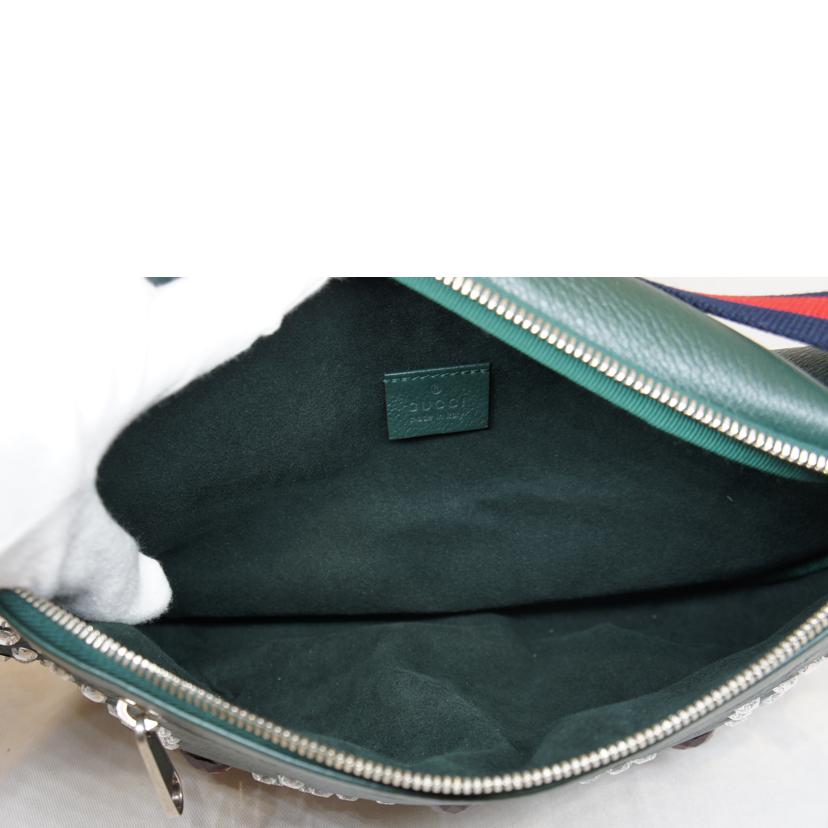 GUCCI グッチ/レザーxラインストーン ボディバッグ/484683//562***/SAランク/75