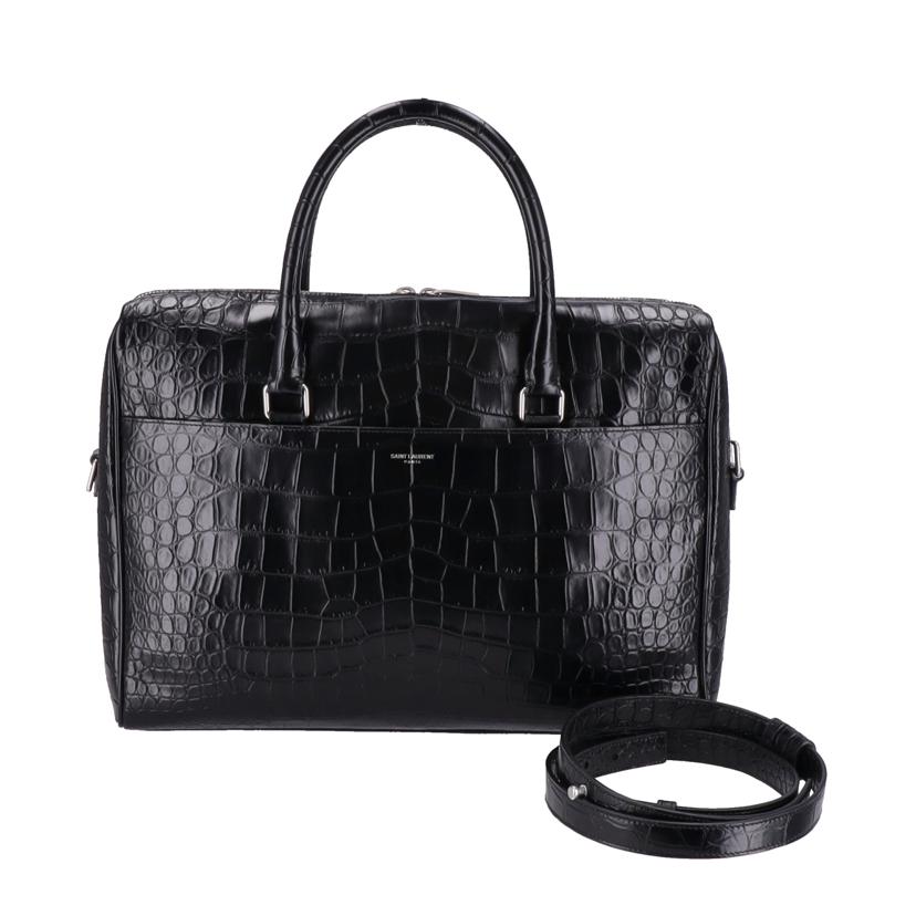 SAINT LAURENT サンローラン/サンローラン クロコ型押しブリーフケース/ブラック/PTR625449・0223//Aランク/75