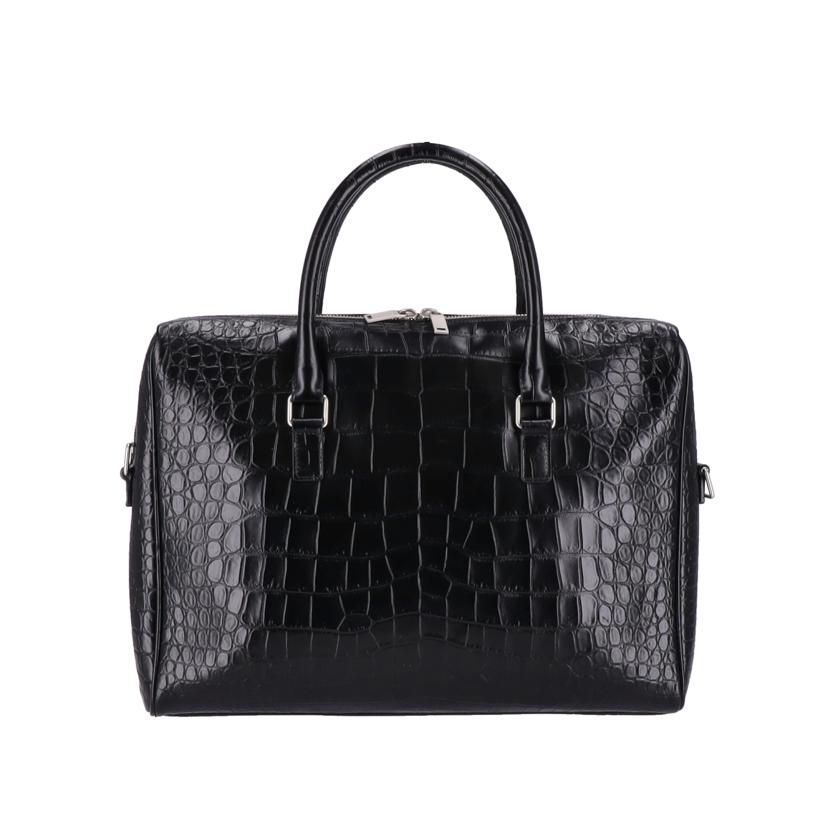 SAINT LAURENT サンローラン/サンローラン クロコ型押しブリーフケース/ブラック/PTR625449・0223//Aランク/75