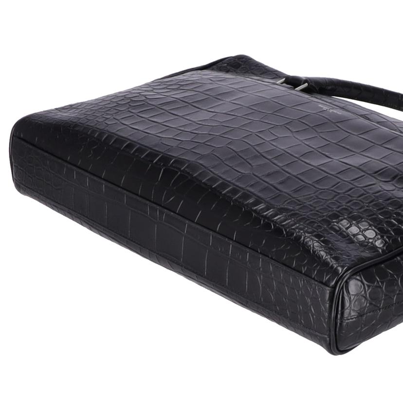 SAINT LAURENT サンローラン/サンローラン クロコ型押しブリーフケース/ブラック/PTR625449・0223//Aランク/75