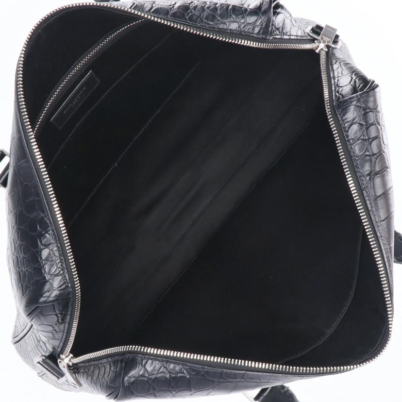 SAINT LAURENT サンローラン/サンローラン クロコ型押しブリーフケース/ブラック/PTR625449・0223//Aランク/75