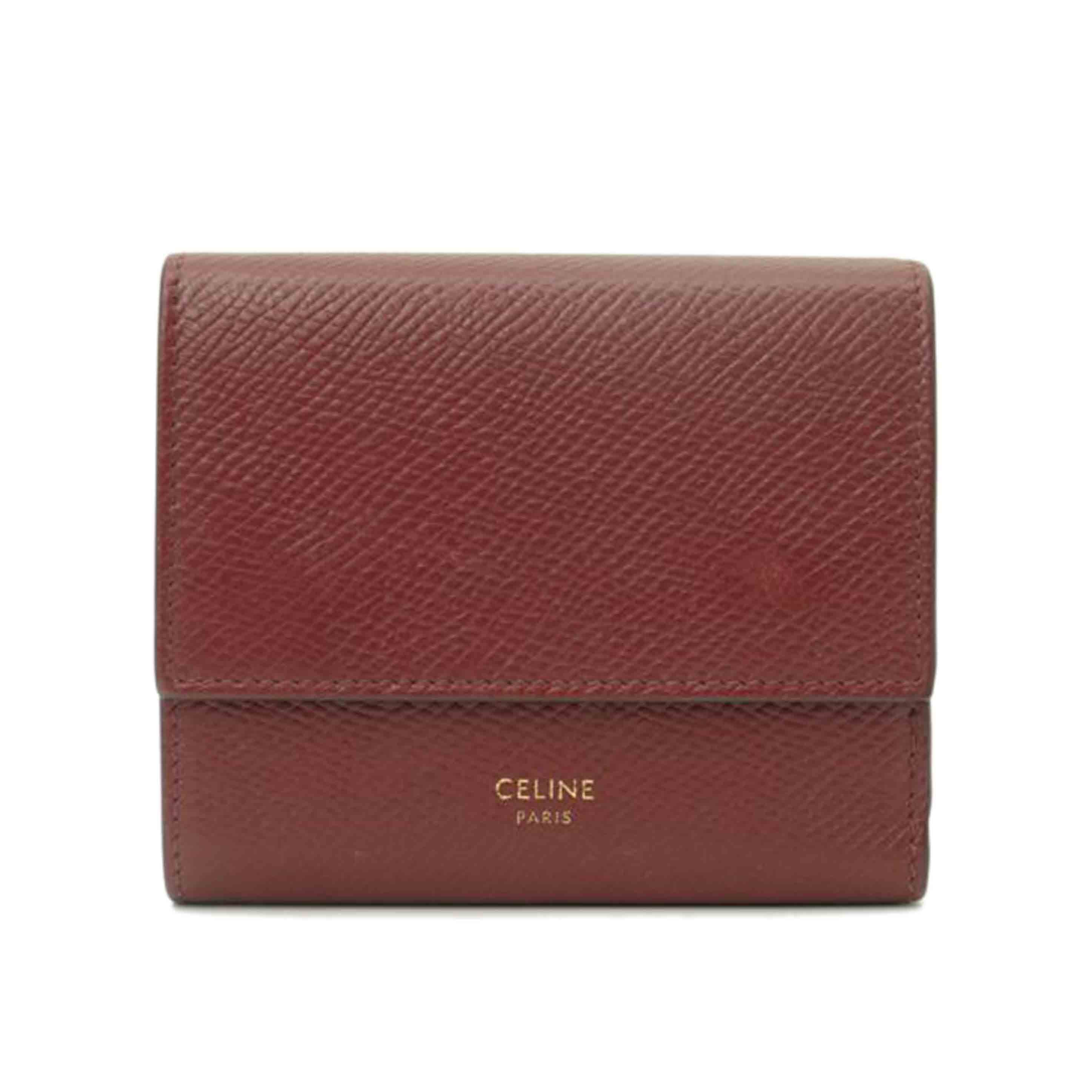 CELINE/スモールトリフォールド財布/ボルドー//Aランク/69