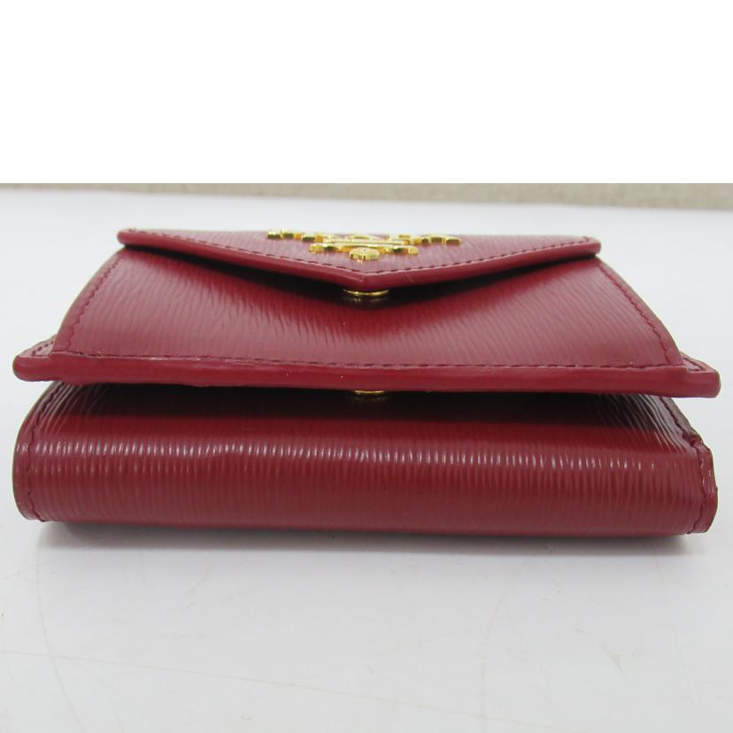 PRADA/ 三つ折Wホック財布/赤/197A//Aランク/63