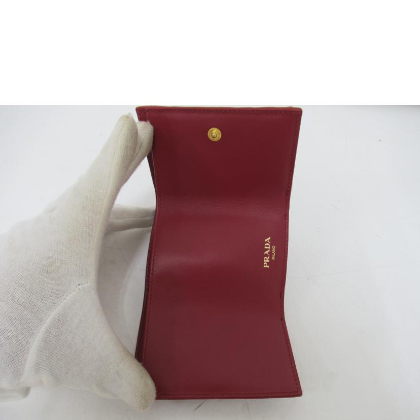PRADA/ 三つ折Wホック財布/赤/197A//Aランク/63