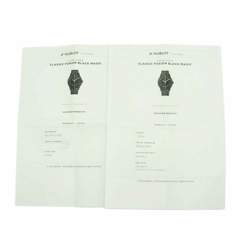 HUBLOT ウブロ/クラシックフュージョン・ブラックマジック/自動巻/542.CM.1171.RX//145****/SAランク/84