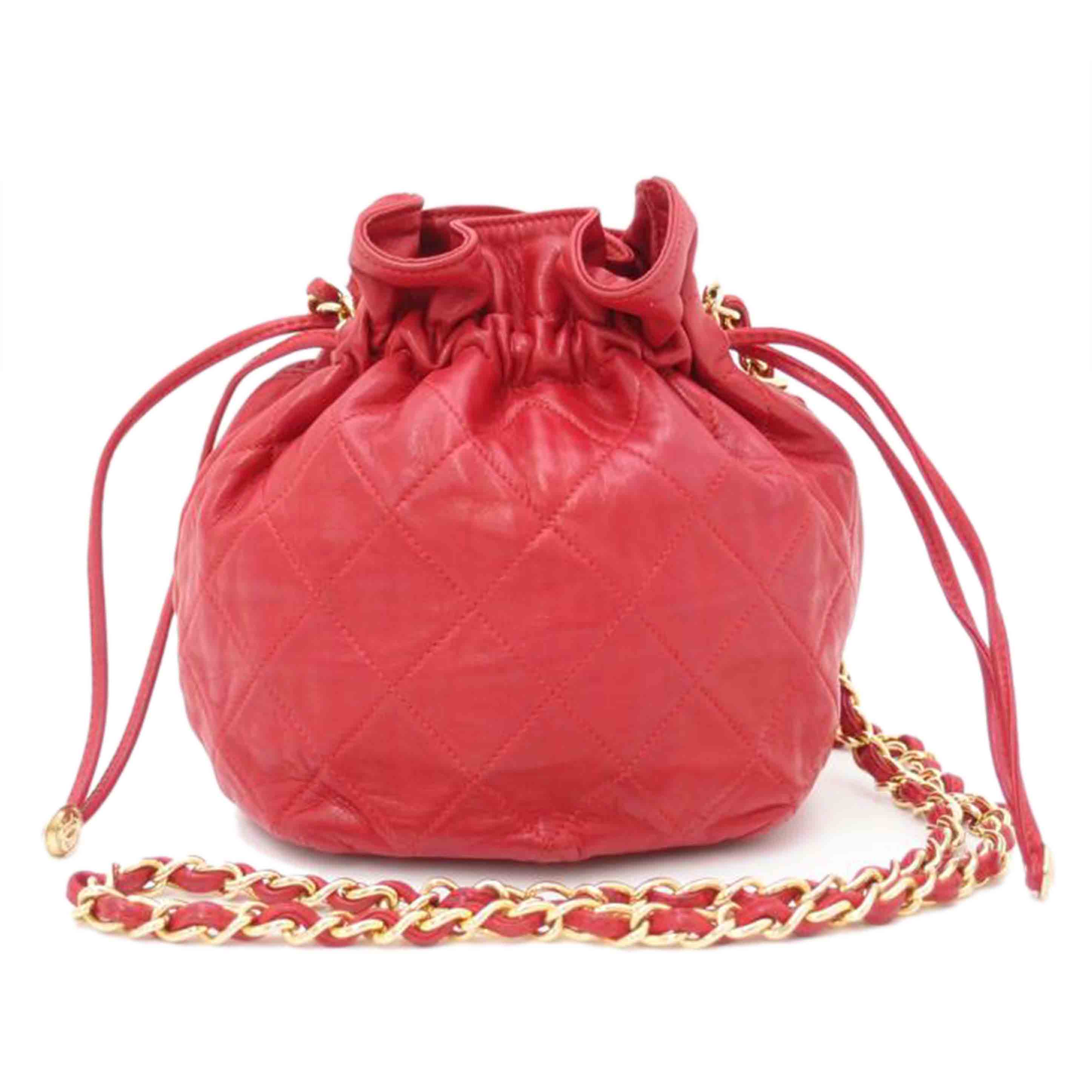 CHANEL/マトラッセ巾着チェーンショルダー/レッド//053****/Aランク/69