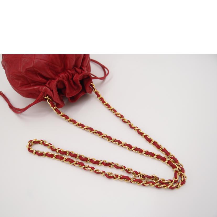 CHANEL/マトラッセ巾着チェーンショルダー/レッド//053****/Aランク/69