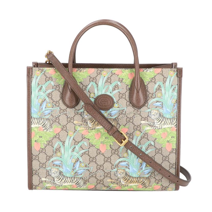 GUCCI グッチ/GGスプリームタイガープリント2WAYトート/659983//525***/Aランク/20