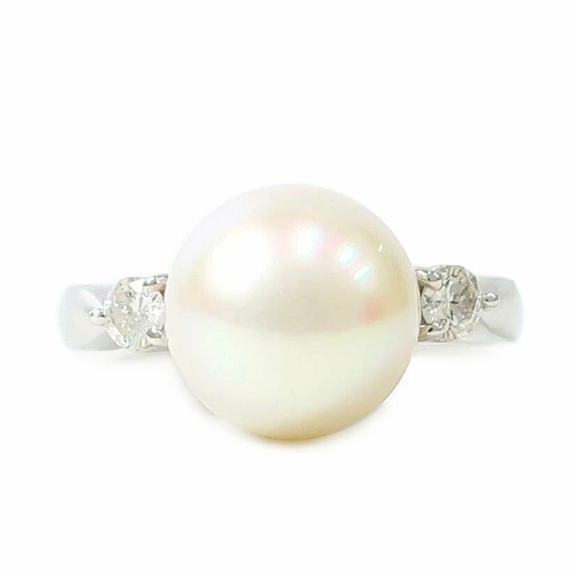 Pt900 パール ダイヤリング 本真珠 016ct 鑑別書あり 10号//Aランク/65