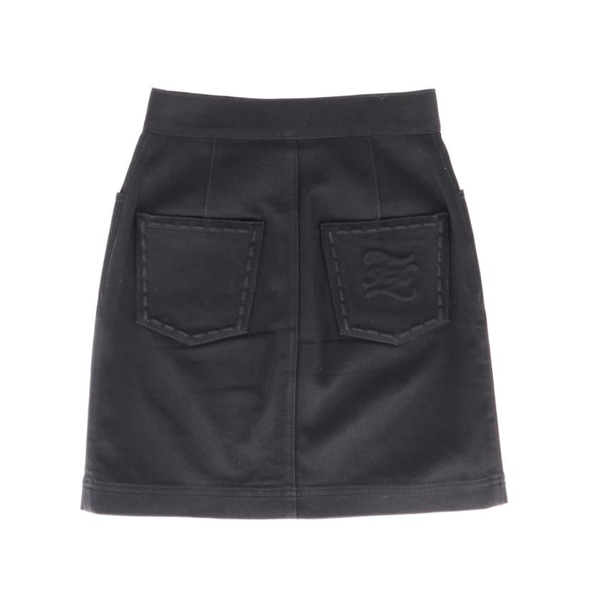FENDI/イタリア製コットンミニスカートブラック/エンボスロゴ//ABランク/92