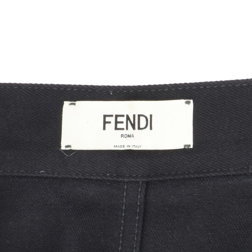FENDI/イタリア製コットンミニスカートブラック/エンボスロゴ//ABランク/92