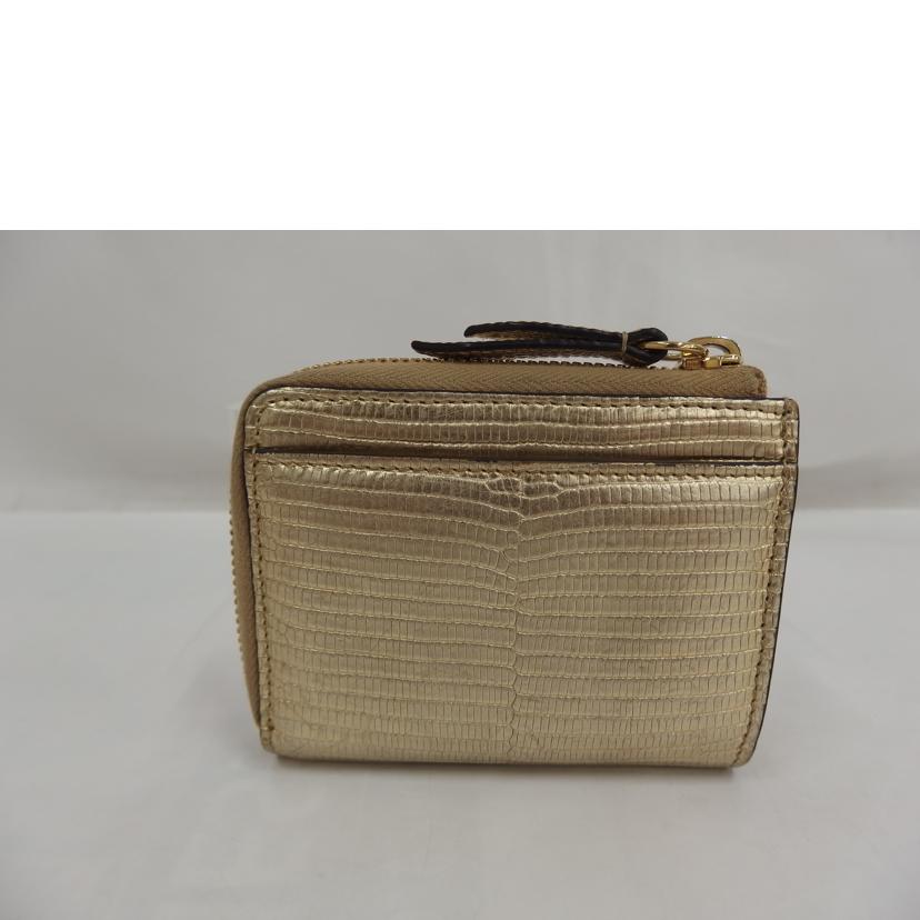 GUCCI グッチ/GGマーモントL字ファスナーリザードゴールド/644406//Bランク/82