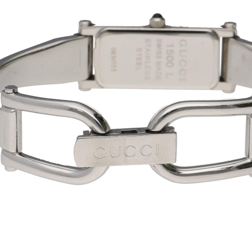 GUCCI グッチ/スクエアバングルウォッチ・ブラック×シルバー/クオーツ/1500L//083****/ABランク/20