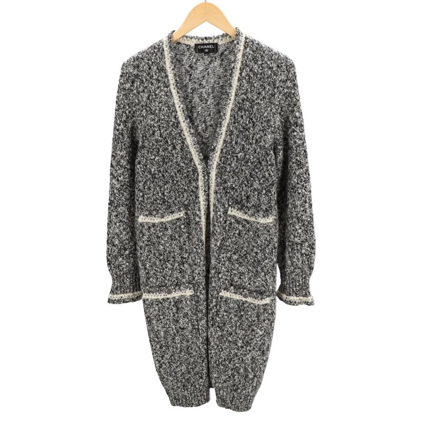 CHANEL シャネル/カシミヤ100%ロングニットブラックホワイト/P54863K07177//ABランク/92