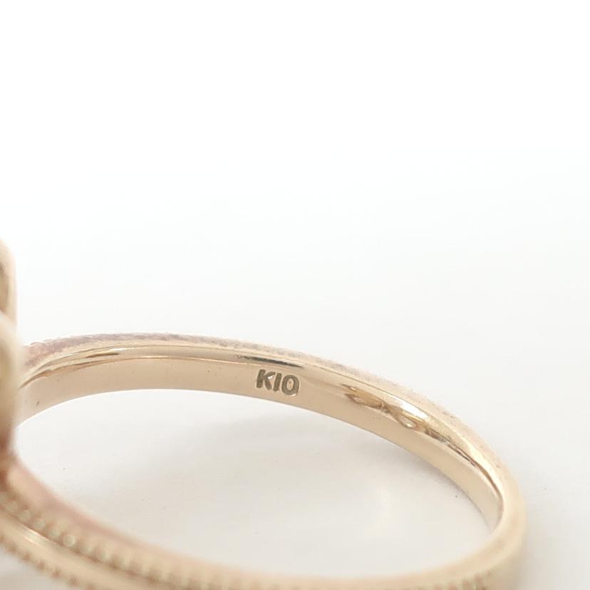 カラーストーンリング 蝶々 バタフライ 花 K10 ミル打ち 9号//ABランク/65
